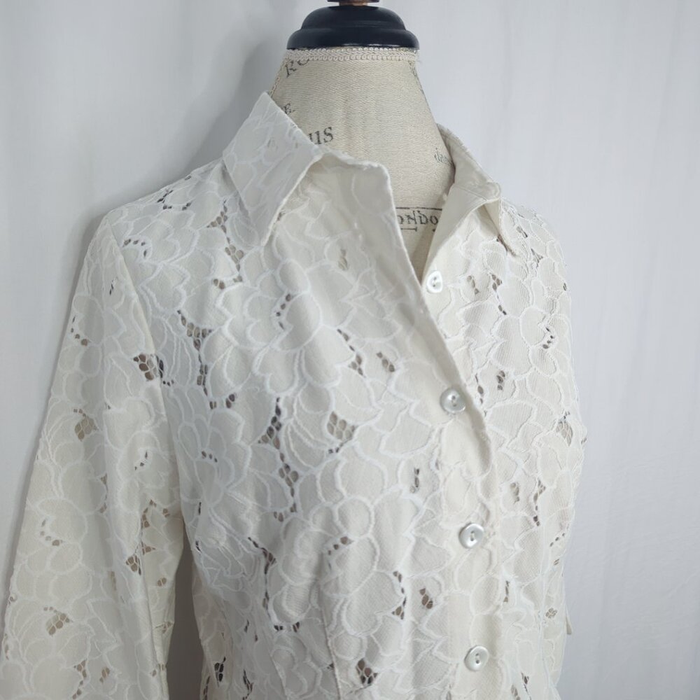 CAbi Cream Floral Lace Blazer - Picture 2 of 10